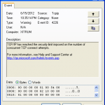 TCP/IP has reached the security limit imposed on the number of concurrent TCP connect attempts.