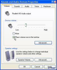 Place volume icon in the taskbar